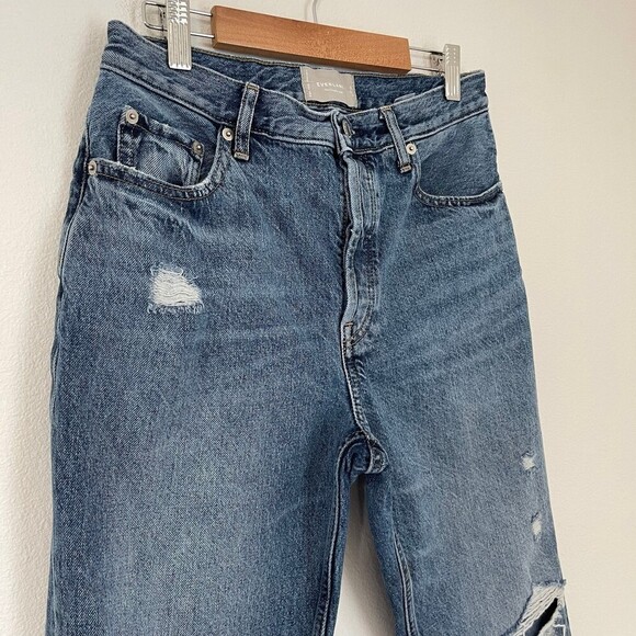 Everlane High Rise Distressed 90's The Cheeky Jeans Size 27 Crop Organic Cotton - Picture 3 of 12